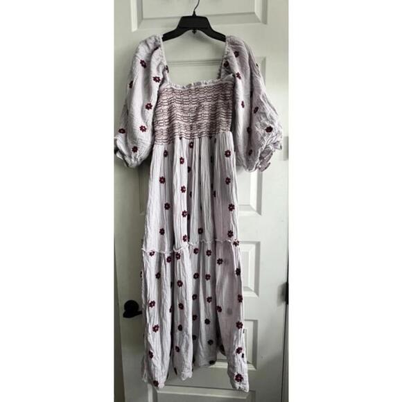 Free People Dahlia Embroidered Dress Frosted Lavender Combo Sz Small Rare - Picture 4 of 9